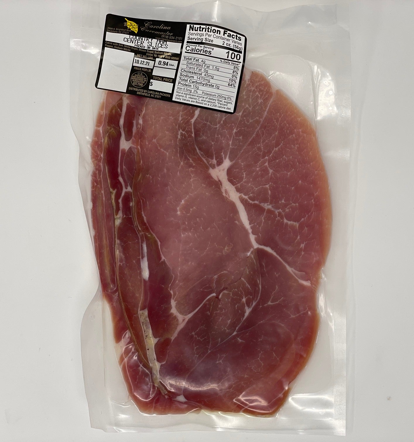 Carolina Curemaster Country Ham Center Cut Slices (Local Delivery)